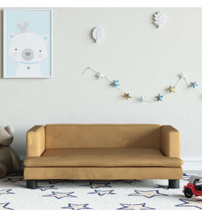 Canapé pour enfants marron 80x45x30 cm velours | Mobilier & Déco