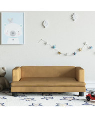 Canapé pour enfants marron 80x45x30 cm velours | Mobilier & Déco