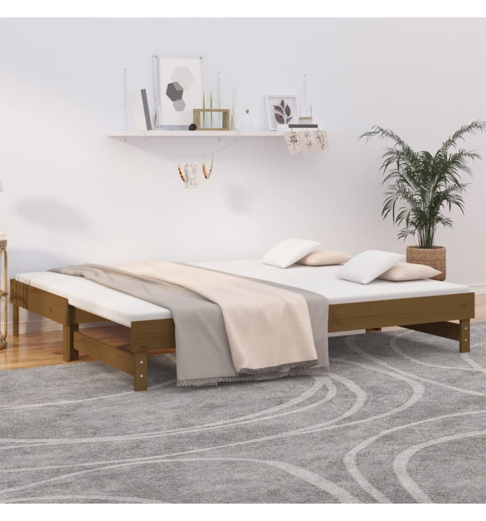 Lit coulissant sans matelas marron miel 2x(100x200) cm | Mobilier & Déco
