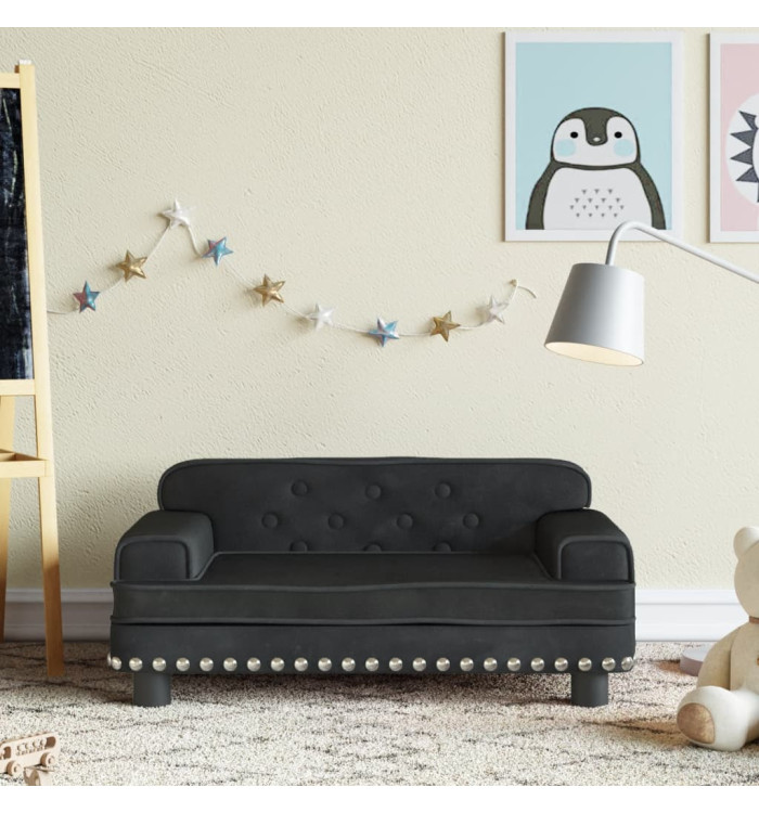 Canapé pour enfants noir 70x45x30 cm velours | Mobilier & Déco