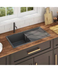 Évier de cuisine fait à la main Noir Acier inoxydable | Mobilier & Déco