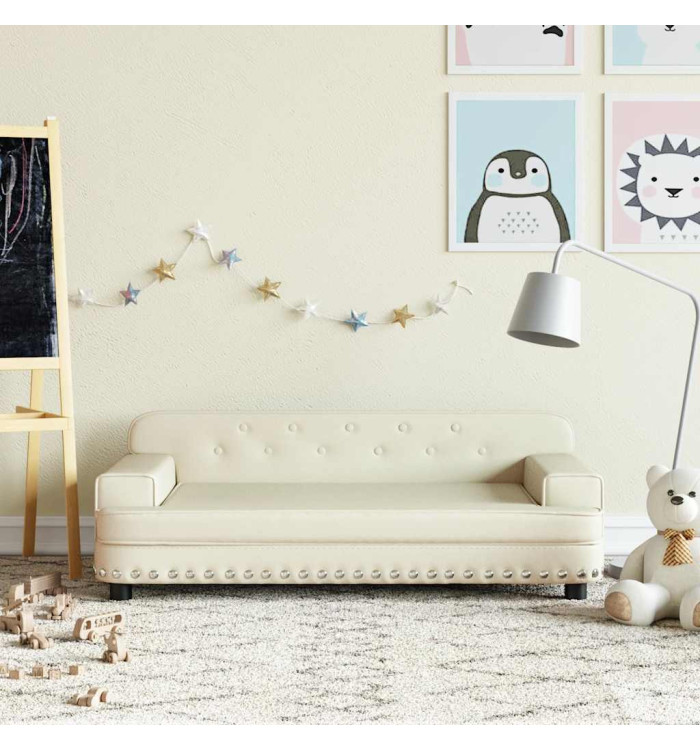 Canapé pour enfants crème 90x53x30 cm similicuir | Mobilier & Déco