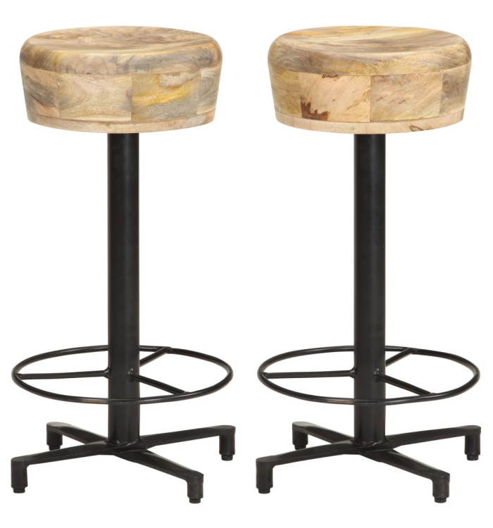 Tabourets de bar lot de 2 66 cm bois de manguier massif | Mobilier & Déco