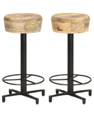 Tabourets de bar lot de 2 66 cm bois de manguier massif | Mobilier & Déco