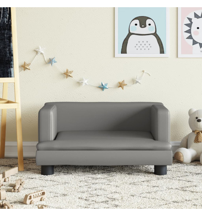 Canapé pour enfants gris 60x40x30 cm similicuir | Mobilier & Déco