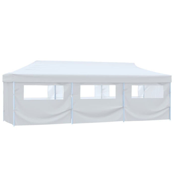 Tente de réception escamotable avec 8 parois 3 x 9 m Blanc | Mobilier & Déco