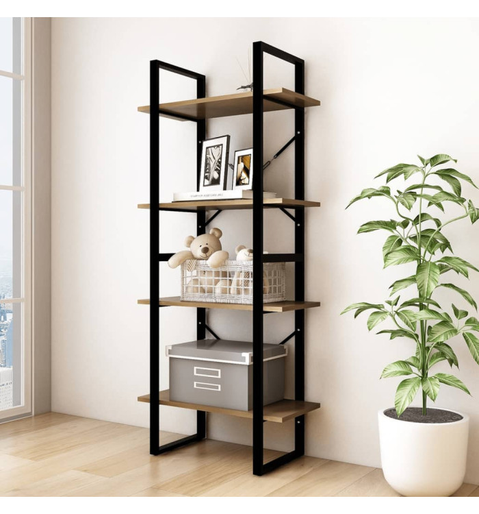 Bibliothèque à 4 niveaux 60x30x140 cm bois de pin massif | Mobilier & Déco