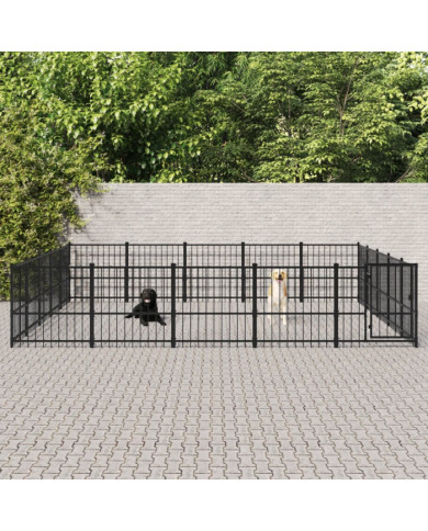 Chenil d'extérieur pour chiens Acier 23,52 m² | Mobilier & Déco