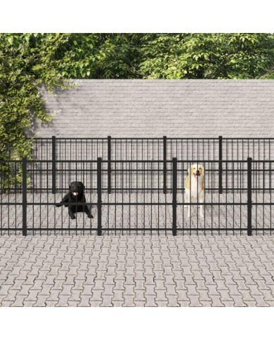 Chenil d'extérieur pour chiens Acier 22,58 m² | Mobilier & Déco