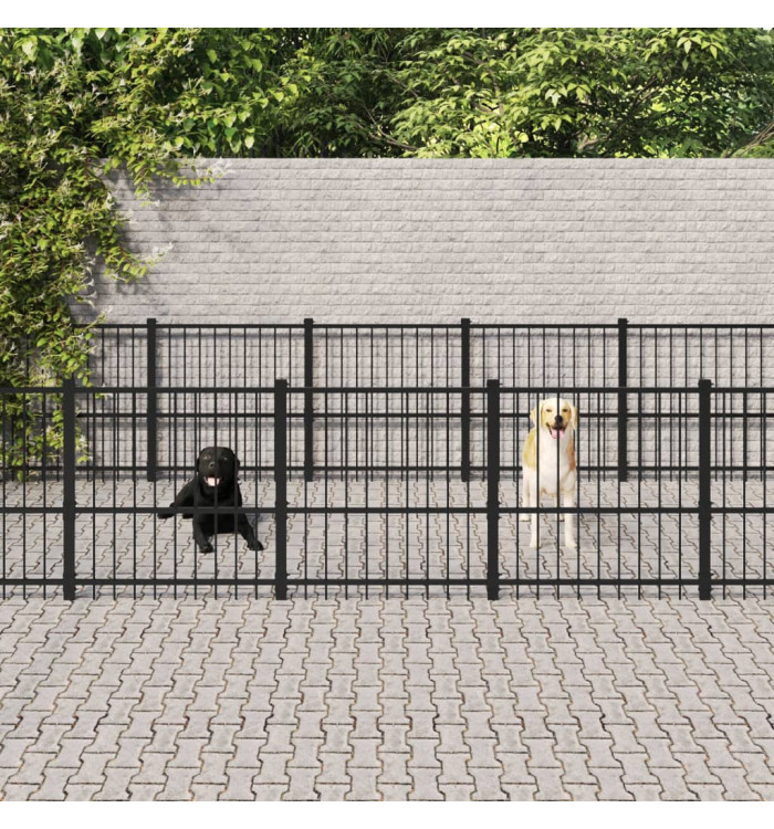 Chenil d'extérieur pour chiens Acier 22,58 m² | Mobilier & Déco