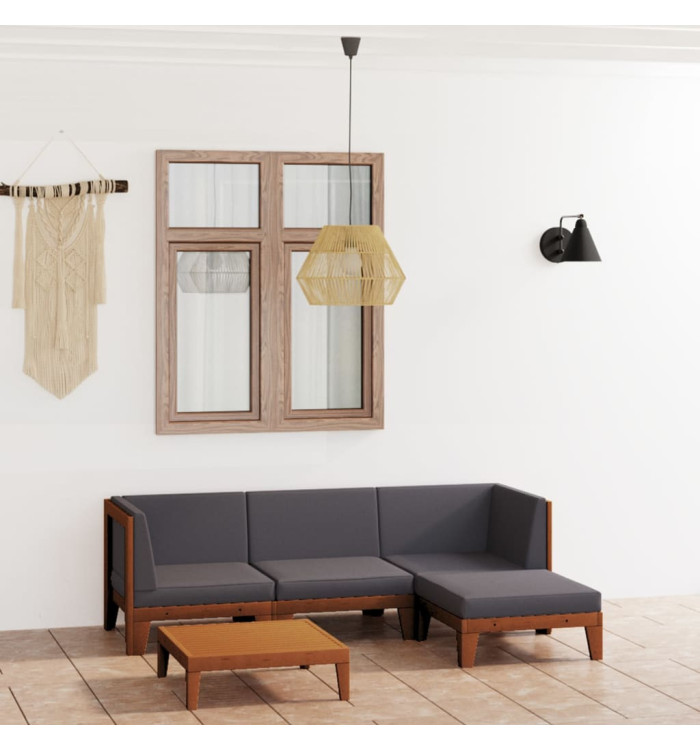 Salon de jardin 5 pcs avec coussins Bois d'acacia solide | Mobilier & Déco