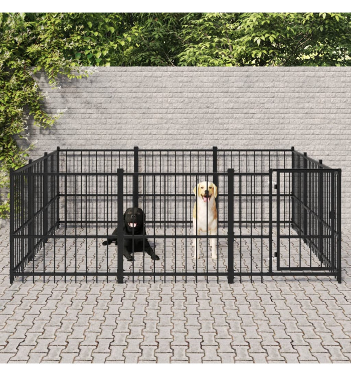 Chenil d'extérieur pour chiens Acier 8,47 m² | Mobilier & Déco