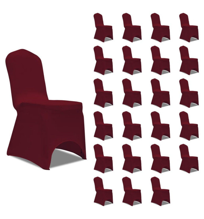 Housses élastiques de chaise Bordeaux 24 pcs | Mobilier & Déco