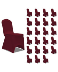 Housses élastiques de chaise Bordeaux 24 pcs | Mobilier & Déco