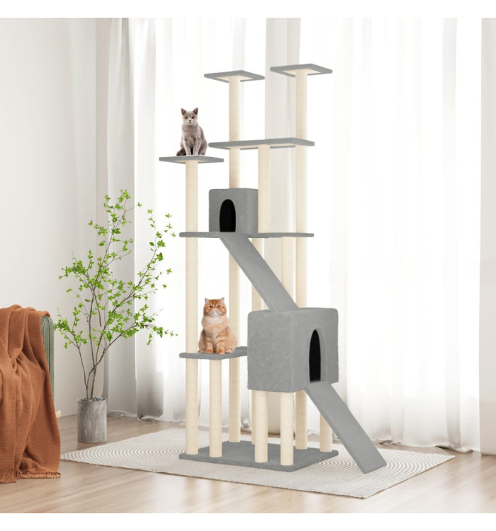Arbre à chat avec griffoirs en sisal Gris clair 190 cm | Mobilier & Déco