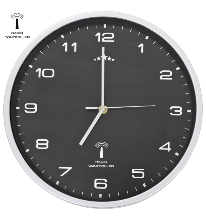 Horloge murale radioguidée avec mouvement à quartz 31 cm Noir | Mobilier & Déco