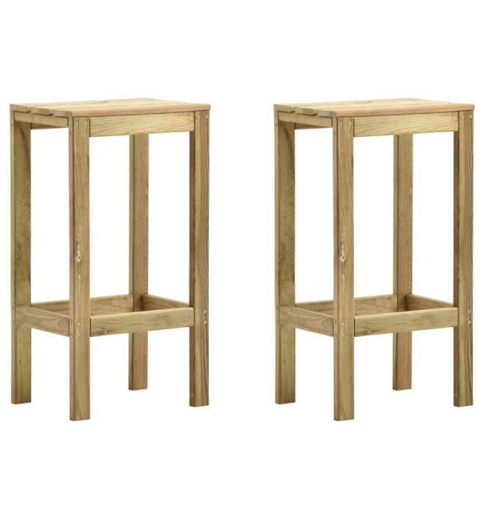 Tabourets de bar de jardin lot de 2 Bois de pin imprégné | Mobilier & Déco