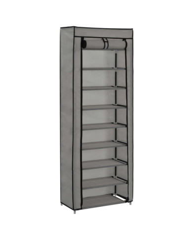 Armoire à chaussures avec housse Gris 57x29x162 cm Tissu | Mobilier & Déco
