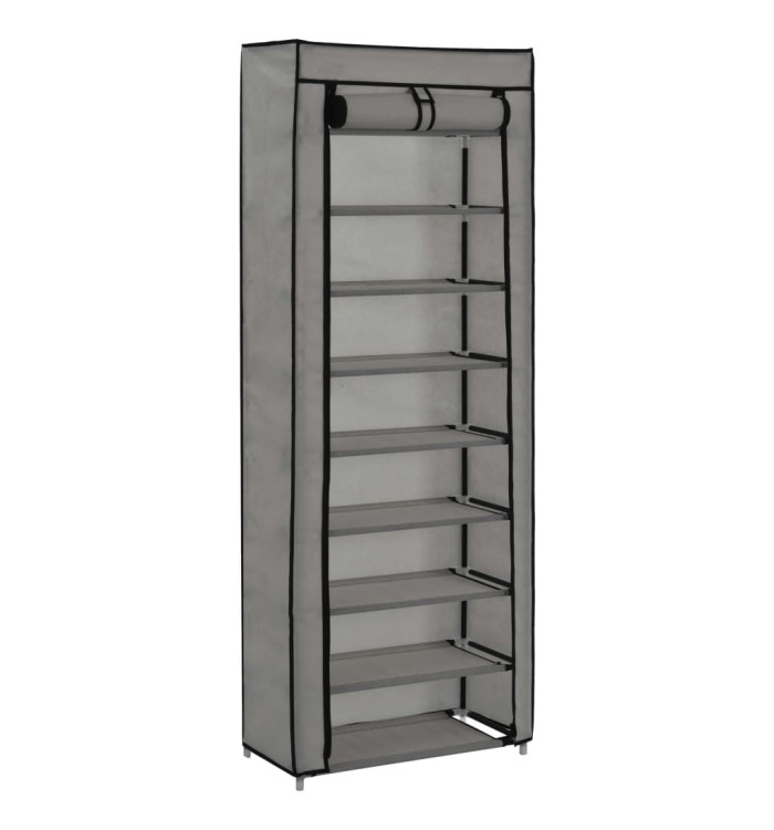 Armoire à chaussures avec housse Gris 57x29x162 cm Tissu | Mobilier & Déco
