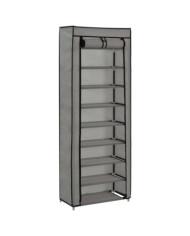 Armoire à chaussures avec housse Gris 57x29x162 cm Tissu | Mobilier & Déco