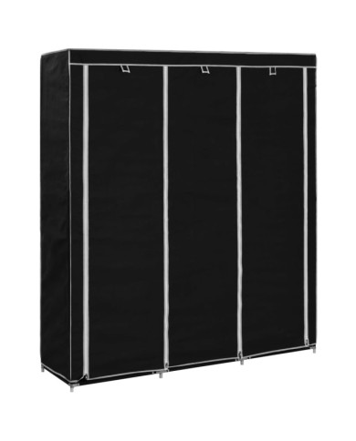 Armoire avec compartiments et barres Noir 150x45x175 cm Tissu | Mobilier & Déco
