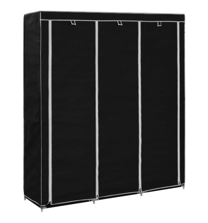 Armoire avec compartiments et barres Noir 150x45x175 cm Tissu | Mobilier & Déco
