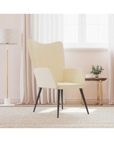 Chaise de relaxation Crème Tissu | Mobilier & Déco