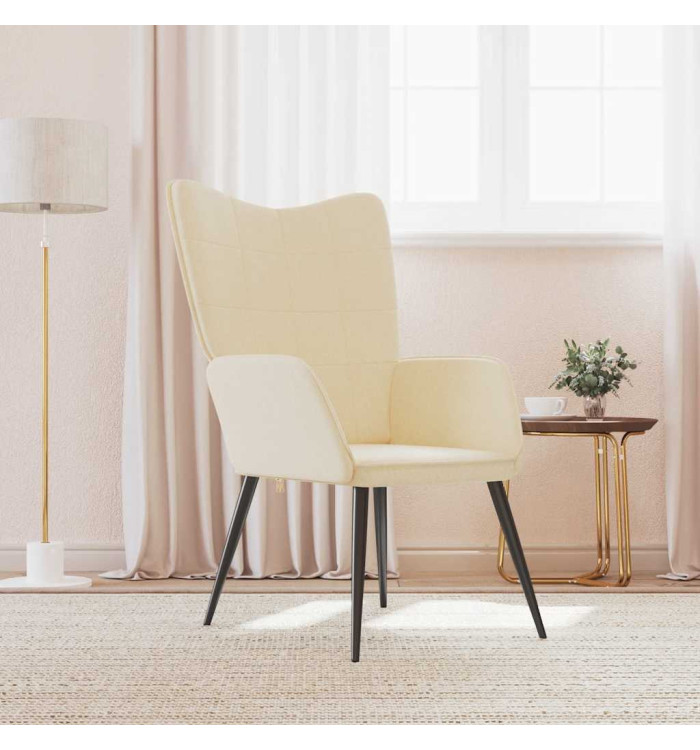 Chaise de relaxation Crème Tissu | Mobilier & Déco