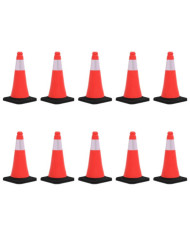 Cônes de signalisation réfléchissants à base lourde 10 pcs 50cm | Mobilier & Déco