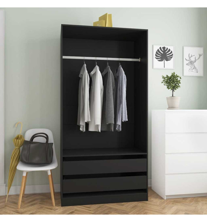 Garde-robe Noir 100x50x200 cm Bois d'ingénierie | Mobilier & Déco