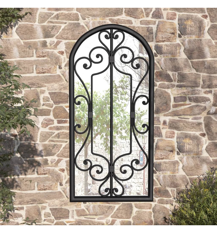 Miroir de jardin Noir 100x45 cm Fer pour utilisation extérieure | Mobilier & Déco