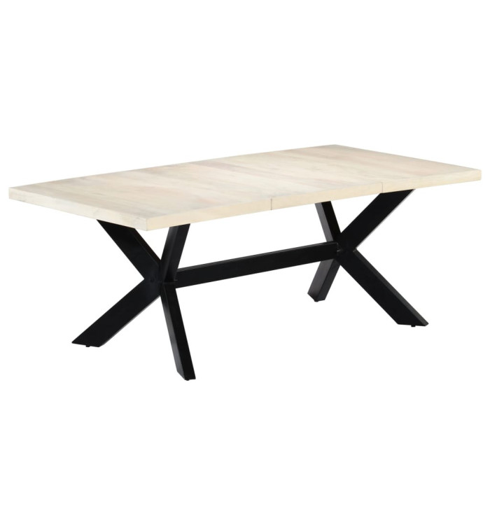 Table de salle à manger Blanc 200x100x75cm Bois manguier massif | Mobilier & Déco