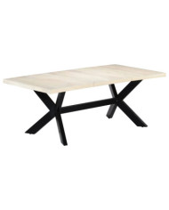 Table de salle à manger Blanc 200x100x75cm Bois manguier massif | Mobilier & Déco