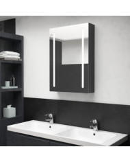 Armoire de salle de bain à miroir LED noir brillant 50x13x70 cm | Mobilier & Déco