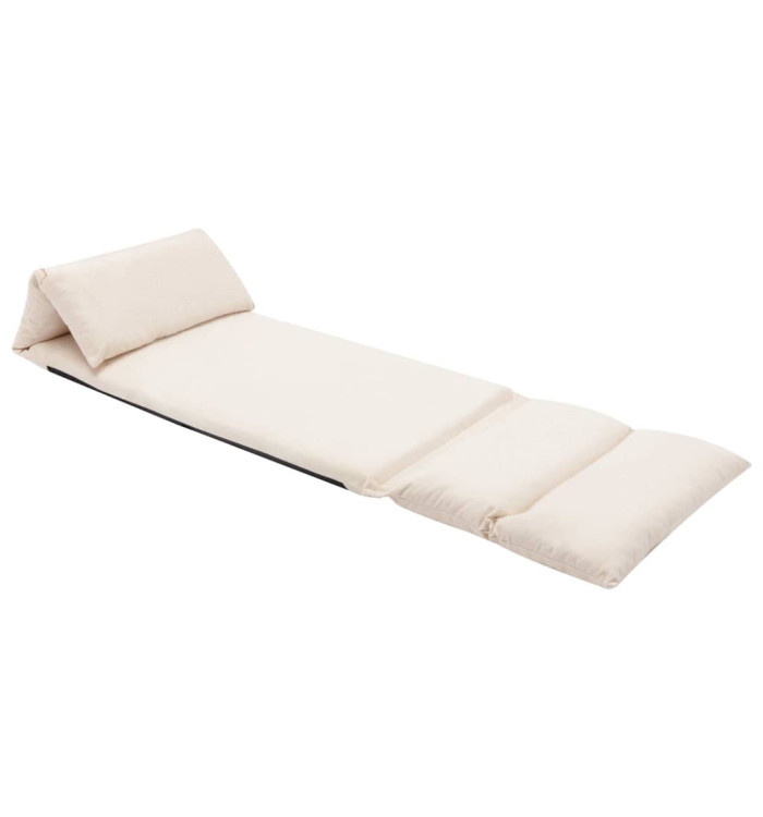 Chaise pliable de sol Crème Microfibre | Mobilier & Déco