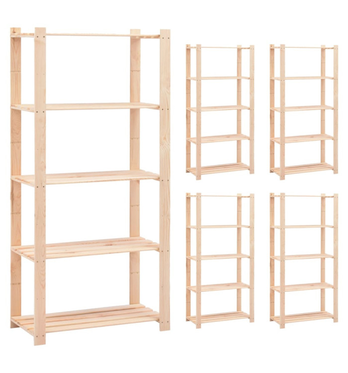 Étagères de rangement à 5 niveaux 5 pcs 80x38x170 cm Pin 250 kg | Mobilier & Déco