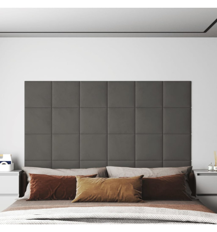 Panneaux muraux 12 pcs Gris foncé 30x30 cm Velours 1,08 m² | Mobilier & Déco