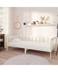 Lit de repos avec matelas 90x200 cm Blanc Bois de pin massif | Mobilier & Déco