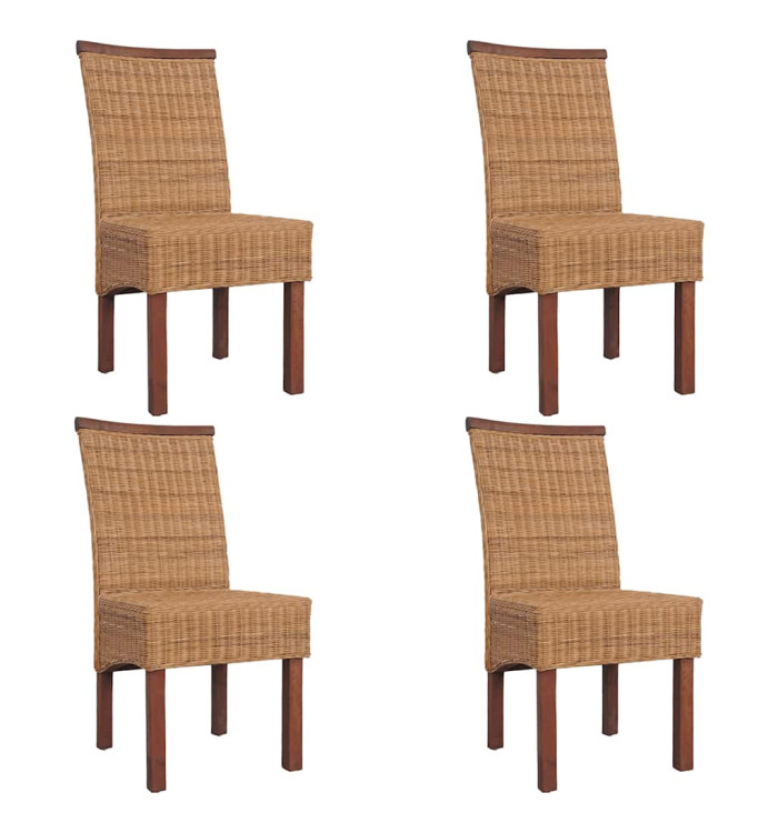 Chaises à manger lot de 4 marron rotin naturel | Mobilier & Déco