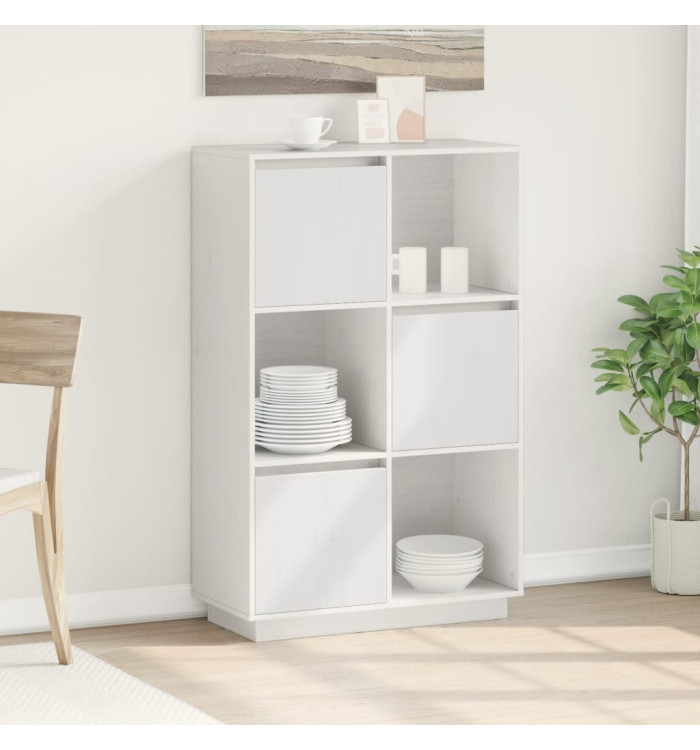 Buffet haut Blanc 74x35x117 cm Bois massif de pin | Mobilier & Déco