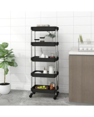 Chariot de cuisine 5 niveaux Noir 42x29x128 cm Fer et ABS | Mobilier & Déco