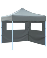 Tente de réception escamotable avec 2 parois 3x3 m Anthracite | Mobilier & Déco