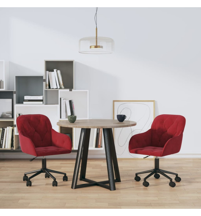 Chaises pivotantes à manger lot de 2 Rouge bordeaux Velours | Mobilier & Déco