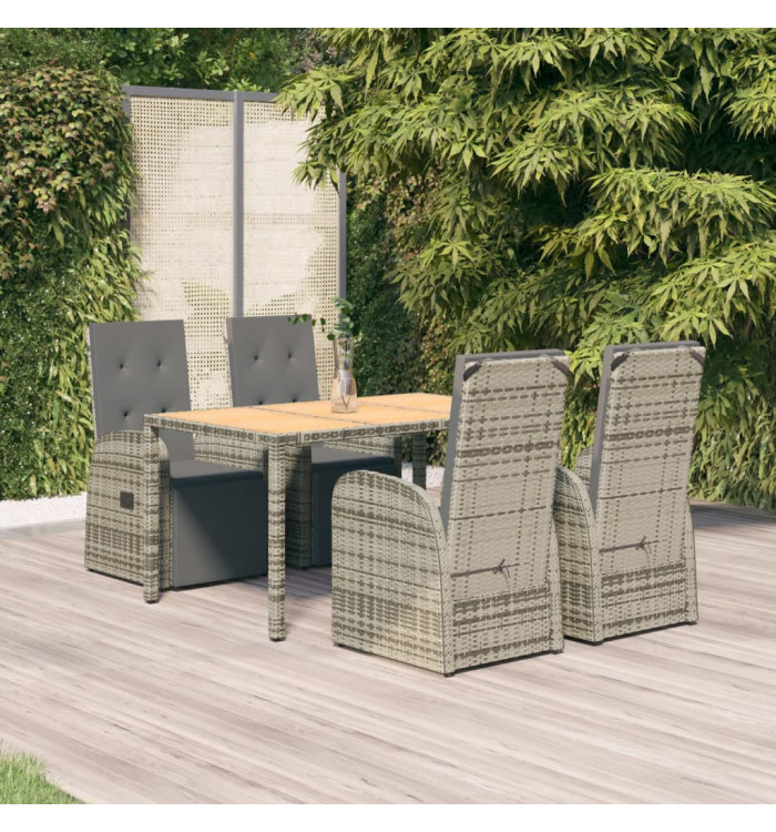 Ensemble à manger de jardin 5 pcs coussins gris résine tressée | Mobilier & Déco