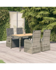 Ensemble à manger de jardin 5 pcs coussins gris résine tressée | Mobilier & Déco