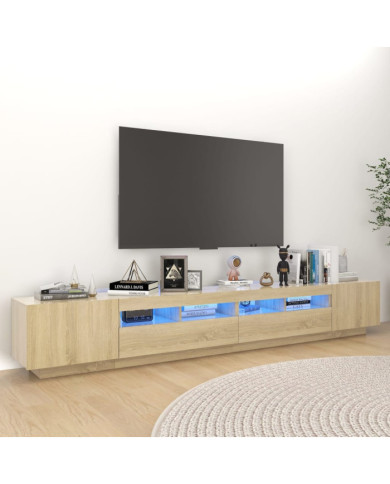 Meuble TV avec lumières LED Chêne sonoma 260x35x40 cm | Mobilier & Déco