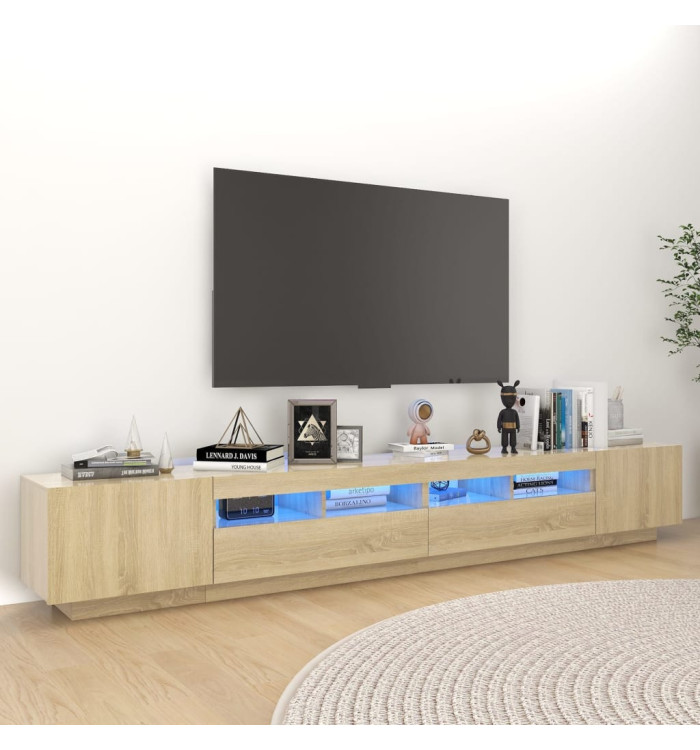 Meuble TV avec lumières LED Chêne sonoma 260x35x40 cm | Mobilier & Déco