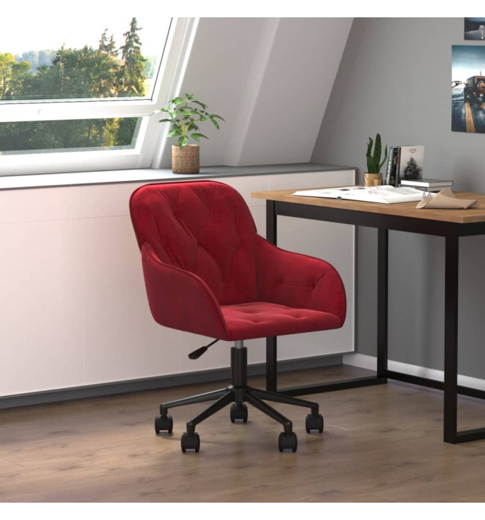 Chaise pivotante de bureau Rouge bordeaux Velours | Mobilier & Déco