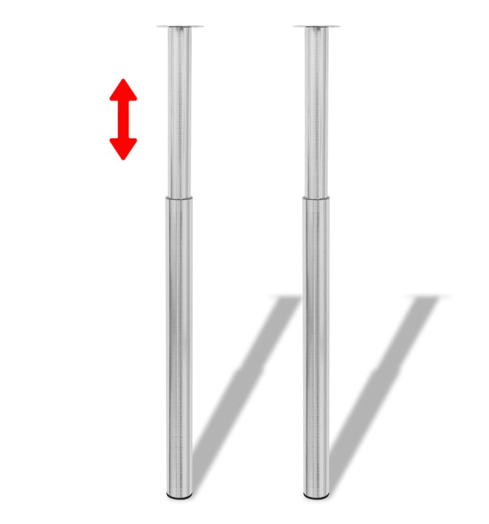 Pieds de table télescopiques Nickel brossé 710 mm - 1100 mm | Mobilier & Déco