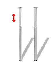 Pieds de table télescopiques Nickel brossé 710 mm - 1100 mm | Mobilier & Déco